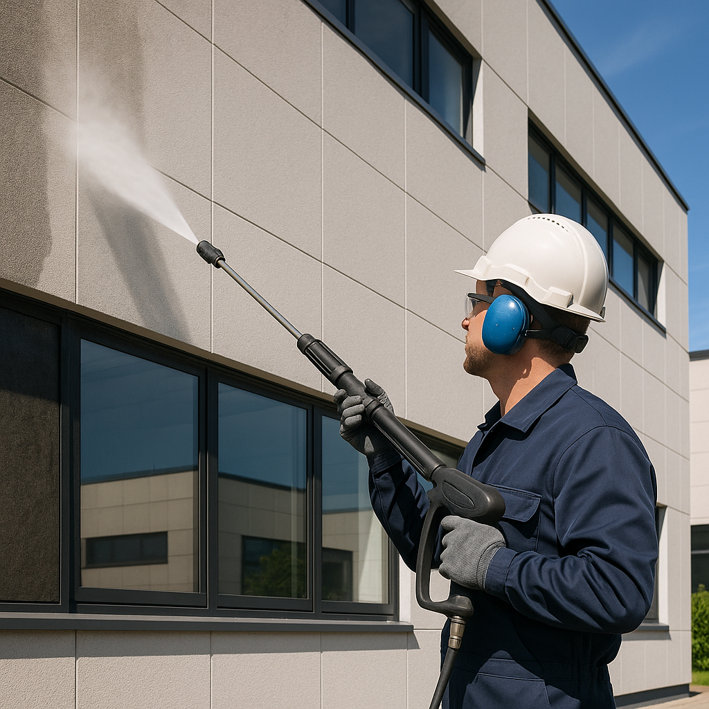 Nettoyage de façades, toitures, espaces extérieurs et panneaux solaires
